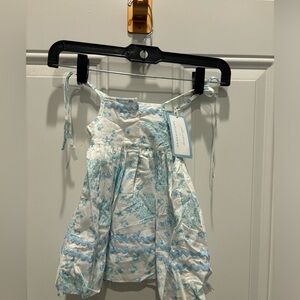 Blue Floral Tie-Shoulder Dress for Girls